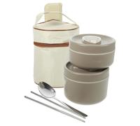 Sosoport Contenitore Pranzo in Acciaio Inox con Coperchio, Isolato, 600ml | Marrone, Riutilizzabile con Manico, per Pasto Singolo fuori Casa, 440ml