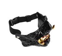 Sosoport Maschera Mezza Faccia Oni Giapponese Hannya in Resina Leggera per Cosplay Samurai e Halloween Design Dettagliato con Cinturini Regolabili Accessorio Unisex per Feste in Maschera