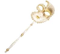 Sosoport Maschera Veneziana Oro con Bastoncino Riutilizzabile in Plastica Raffinata e Delicata per Feste di Carnevale e Balli in Maschera al Night Club