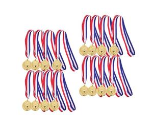 Sosoport Medaglie in Metallo Dorate con Nastro per Premiazioni Sportive, Set da 16 Pezzi Piccolo Formato, Medaglie per Competizioni di Calcio, Corsa e Matematica, per Eventi