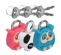 Sosoport Mini Lucchetto di Sicurezza in Metallo con Chiave Set da 3 Pezzi con Design Cartone Animato Colorato Lucchetto Compatto per Armadietti Valigie Borse e Portagioie per Uso