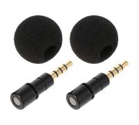Sosoport Mini Microfono 3, 5mm in Metallo e Spugna, Plug And Play, Nero | Confezione da 2 Pezzi, Audio Chiaro e Ultraleggero, per Interviste Mobili e Registrazione Musicale