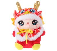 Sosoport Plush Dragon Mascot Doll Small Soft Stuffed Dragon Toy Reusable Cute Chinese Style For Home Car Party Decoration Brings Happiness And Wealth