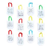 Sosoport Set 12 Pezzi Sacchetti Non Tessuti la Spesa Grande Capacità e Motivi alla Moda, Leggeri per Disegni di Pittura a Colori e Uso Quotidiano Stili multipli