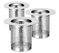 Sosoport Set 3 Filtri per Lavello in Acciaio Inossidabile 304 Raccoglitore per Chioma per Lavandino Vasca e Doccia Copri Scarico Maglia Stretta Antintasamento 1 Piccolo 1 Medio 1