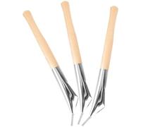 Sosoport Set 3 Pezzi Strumenti per Ceramica e Argilla in Acciaio Inox Manico in Legno, Penna Batik per Intaglio Cera e Modellazione, Utensili per Scultura Artigianale Fai da Te