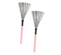 Sosoport Spazzole per Batteria Jazz Design Compatto Ergonomico in Filo D'acciaio Set da 2 Pezzi Manico in Legno Colore Rosa per Accessori Percussioni, Adatte a Tutti i Tipi di Fusti