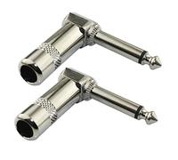 Sosoport Spina di Collegamento per Chitarra Elettrica 6.35 Mm Mono Nichelata a Gomito, Set 2 Pezzi in Metallo Compatto per Cavi Chitarra, Microfoni e Amplificatori, Accessorio Multiuso