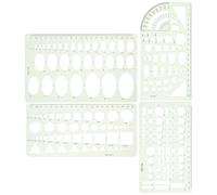 Sosoport Stencil da Disegno 4 Pezzi in Plastica Righello Circolare e Ovale, Modelli Geometrici per Disegno Tecnico, Strumenti Precisi per Scuola, Ufficio e Architettura, Portatili