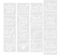Sosoport Stencil per Pittura Riutilizzabile 16 Pezzi Parole Ispiratrici, Modelli Fai da Te per Decorazioni Murali, Forniture Artistiche per Hobby Creativi e Lavori Manuali