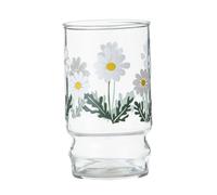 Sosoport Tazza in Vetro Medio Resistente al Calore con Motivo Margherita Bianca Bicchiere per Latte Caffè e Succo Design Creativo per Casa e Feste