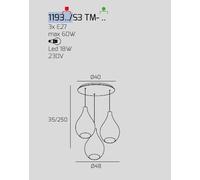 SOSP. BIANCO 3 LUCI TONDA VETRI MEDI FUME' 1193BI-S3 TM-FU