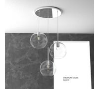SOSP. BIANCO TONDA 3 LUCI VETRI TUTTI GRANDE TRASPARENTE 1155BI-S3 TG-TR