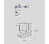SOSP. CROMO 7 LUCI RETTANGOLARE VETRI (4 PICCOLI +3 MEDI) TUTTI BRONZO 1194CR-S7 RPM-BR