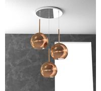 SOSP. CROMO TONDA 3 LUCI VETRI TUTTI GRANDE RAME 1155CR-S3 TG-RA