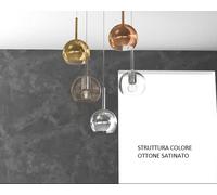 SOSP. OTTONE SAT. RETTANGOLARE 5 LUCI VETRI TUTTI PICCOLO TRASPARENTE AMBRA CROMO ORO RAME 1155OS-S5 RP-MC