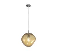 Sospensione 1 Luce MEDIA Struttura Sfera Vetro Cristallo SAXA Diametro 25xh 28 cm con Filo Max 220 E27, 1 x Max 60 Watt 2 kg colore vetro cristallo Ambra ambra