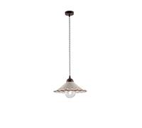 Sospensione 1 Luce Osteria In Ferro Nero Ruggine E Coppa In Ceramica Decorata