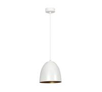 Sospensione 1 Luce Reartù In Acciaio Bianco A Cupola Nero E Oro
