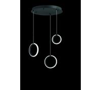 SOSPENSIONE 3 LUCI PINTA NERO LED 3000K 1470LM 25W DIMMERABILE SENZA VETRO DIMMERABILE