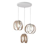 Sospensione 3 Luci Tobias Ferro Laccato Bianco E Tortora Taglio Laser