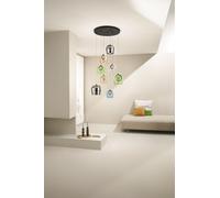 SOSPENSIONE 8 LUCI PINTA NERO LED 3000K 2880LM 48W DIMMERABILE SENZA VETRO DIMMERABILE