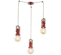 Lampadario Industrial Minimal Urban Ferro Ceramica Vintage Bordeaux 3 Luci E27