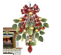 Sospensione a goccia | Decorazione artigianale di Natale | Falsa decorazione di feste con mele di pino bacche a farfalla,per fattoria finestra scale portico caminetto parete casa inverno