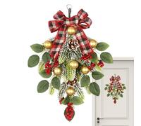 Sospensione a goccia | Ghirlanda natalizia decorativa, ghirlanda artificiale con mele di pino bacche rosse - per fattoria finestra scale portico caminetto da parete casa inverno matrimonio