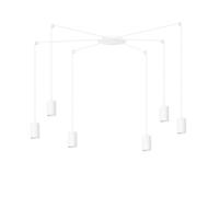 Sospensione A Ragno In Acciaio Bianco 6 Luci Tracker Con Cavo 3 Metri
