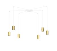 Sospensione A Ragno In Acciaio Bianco E Oro 6 Luci Tracker Con Cavo 3 Metri