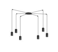 Sospensione A Ragno In Acciaio Nero 6 Luci Tracker Con Cavo 3 Metri