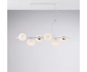 Sospensione Adrian H.30 - MAX 160 - L.101 x 30 cm, Bianco Cromo, Ferro Laccato, 6xE14 - 42 Watt Max