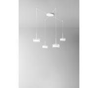 Sospensione Aere 4 luci in alluminio colore bianco a LED 14W 4480LM - 3000K diffusore in vetro dimmerabile