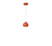 Lampadario Vintage Decò Afoxe' Alluminio Ceramica Arancio Pokè 1 Luce E14