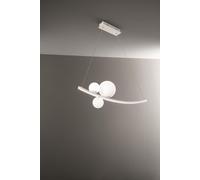 SOSPENSIONE ALTALENA BIANCO CON VETRI BIANCO A LED 3000K 2947LM 48W L.120CM