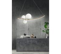SOSPENSIONE ALTALENA ORO CON VETRI BIANCO A LED 3000K 2230 LM 48W L.120CM DIMMERABILE