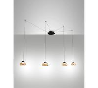 Lampadario a sospensione Arabella a Led in metallo e vetro soffiato ambra 3547-49-125 Fabas Luce - 3547-49-125