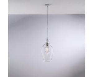 Sospensione Ares in Ferro e Vetro Pyrex Trasparente, Ø20xH42 - MAX 142 cm, 1xE27 - 55 Watt Max