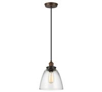 Sospensione Baskin Vetro Ottone Antico Verniciato Zinco 1 Luce E27 D22,8Cm
