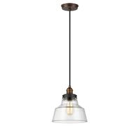 Sospensione Baskin Vetro Ottone Verniciato Zinco Scuro 1 Luce E27 D25,4Cm