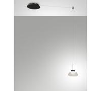 Fabas Luce Sospensione Arabella vetro bianco decentrabile LED 8W dimmerabile EEK A