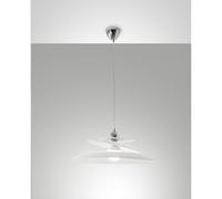 Sospensione Bianca Aragon Collezione Fabas Design Moderno Metallo Cromo 1 Luce
