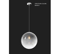 SOSPENSIONE BIANCO 1 LUCE VETRO GRANDE FUME' 1194BI-S30-FU