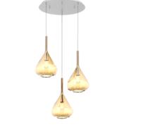 SOSPENSIONE BIANCO 3 LUCI TONDA VETRI AMBRA 1177BI-S3 T-AM