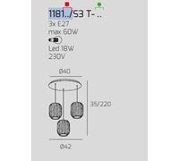 SOSPENSIONE BIANCO 3 LUCI TONDA VETRI AMBRA 1181BI-S3 T-AM