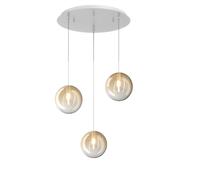 SOSPENSIONE BIANCO 3 LUCI TONDA VETRI AMBRA 1184BI-S3 T-AM