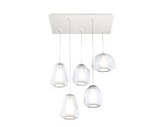 SOSPENSIONE BIANCO 5 LUCI RETTANGOLARE VETRI 1X ALPHA + 2X BETA + 2X GAMMA TRASPARENTI 1176BI-S5 R ABG-TR