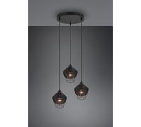Sospensione BORKA 3 diffusori in rattan colore nero opaco R31263302