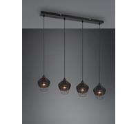 Sospensione BORKA 4 diffusori in rattan colore nero opaco R31264002